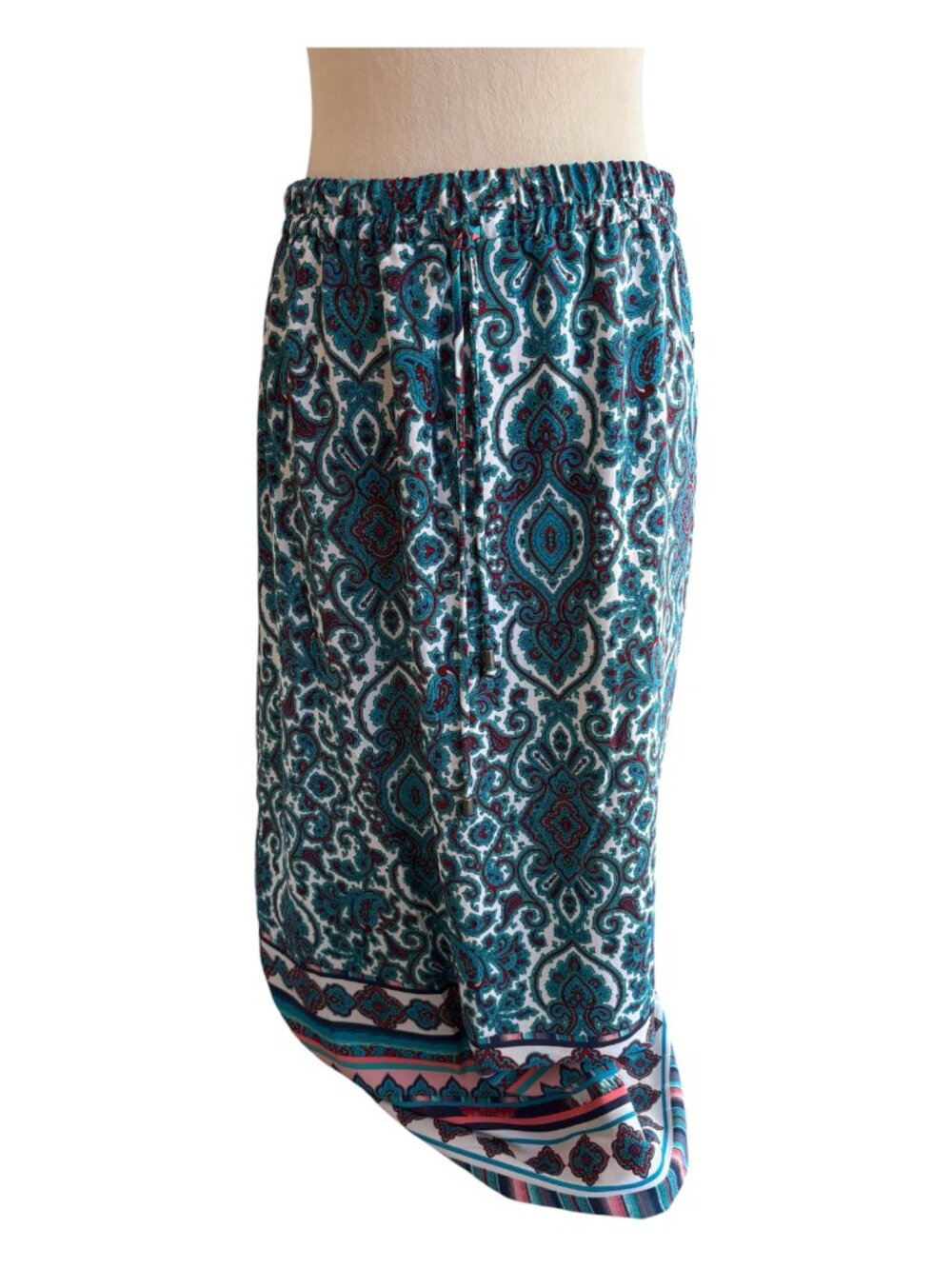Faded Glory Aqua Blue Dream Paisley Maxi Skirt - Size S (2719-1)